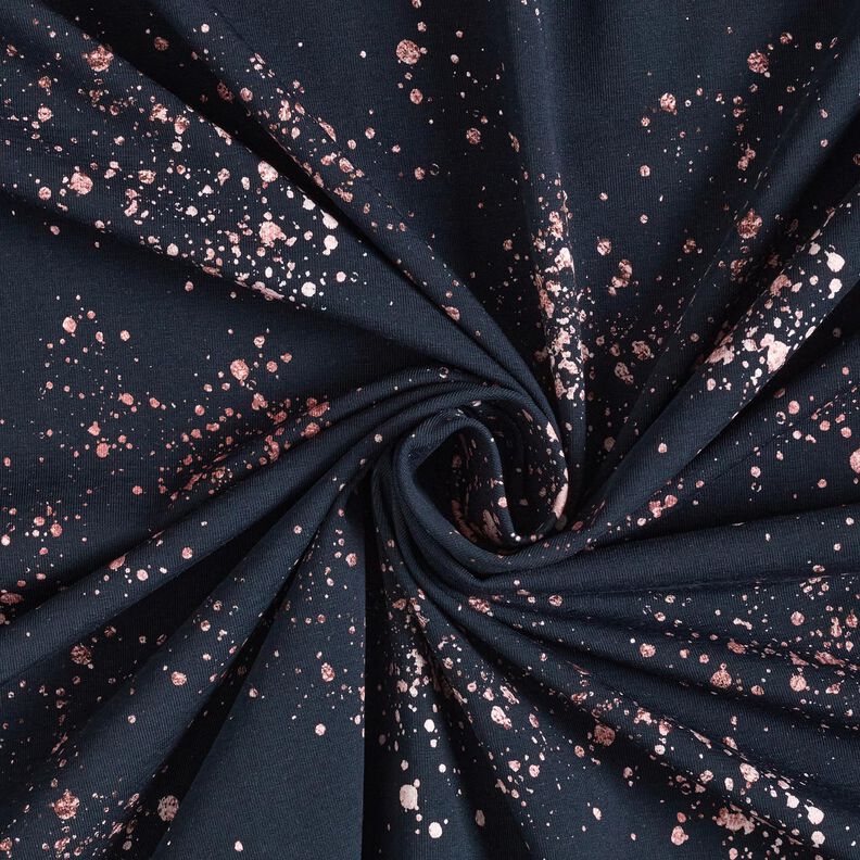 Baumwolljersey Goldsprenkel | Glitzerpüppi – schwarzblau/dunkelaltrosa,  image number 3