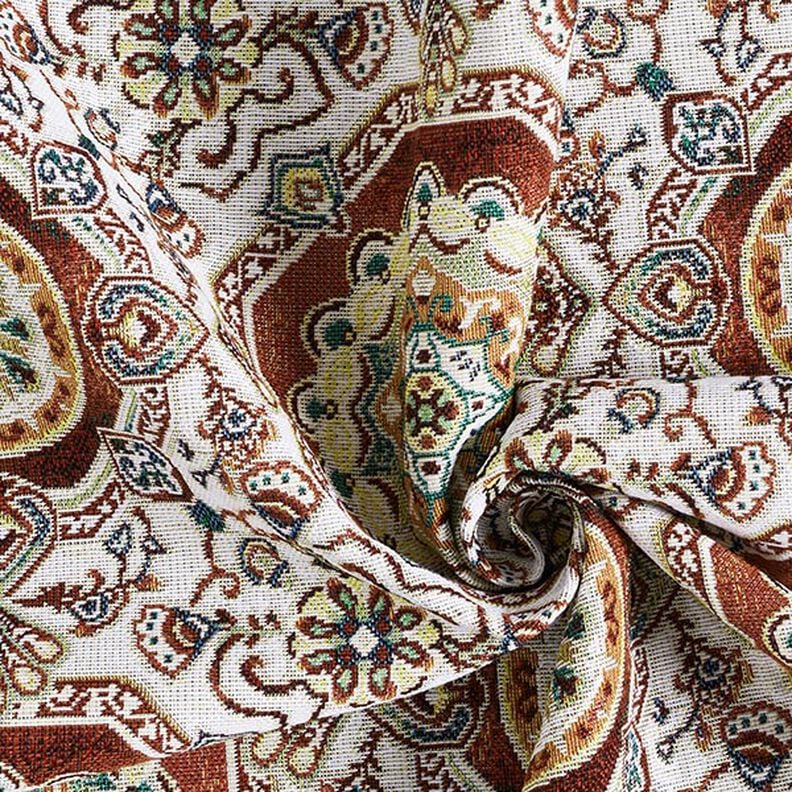 Dekostoff Gobelin orientalisches Mandala – karminrot/elfenbein,  image number 3