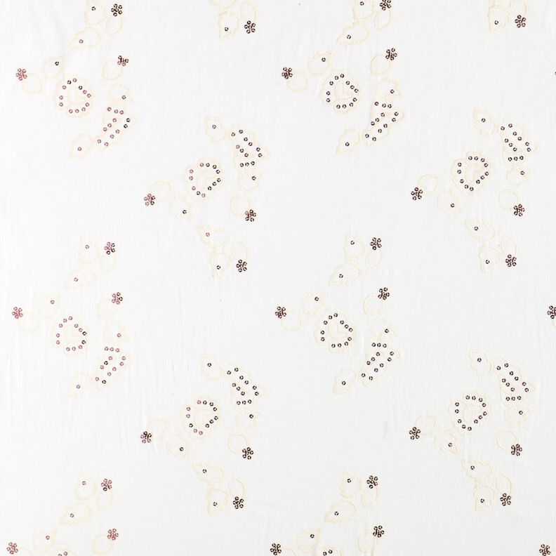 Feincord Stickerei und Pailletten Blumen – creme,  image number 1