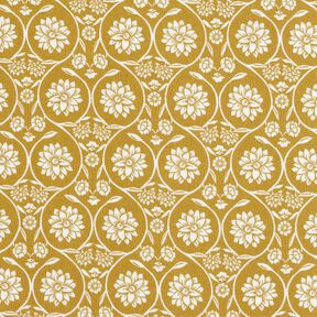 Baumwollstoff Cretonne Blumen und Ranken – senf/weiss, 