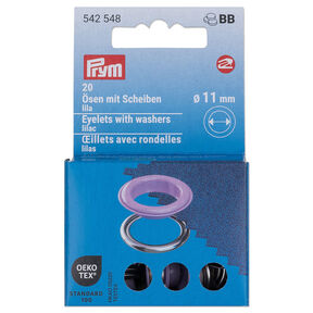 Ösen mit Scheiben [20 Stück | Ø 11 mm] | Prym – lila/silber metallic, 