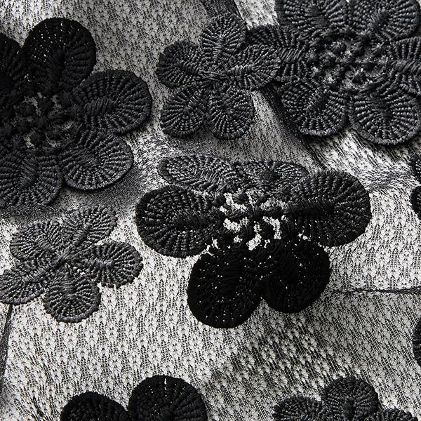Softmesh 3D Blumenstickerei – schwarz, image number 7