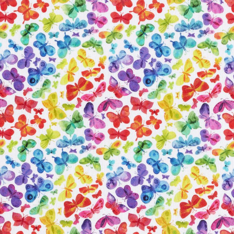 Baumwollpopeline Regenbogen-Schmetterlinge Digitaldruck – weiss/farbmix,  image number 1