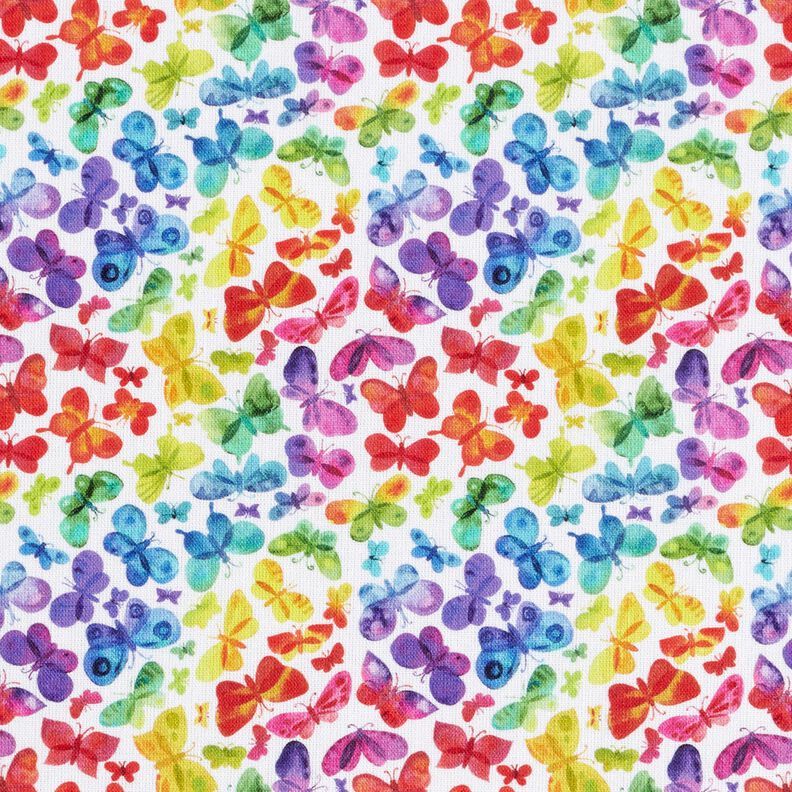 Baumwollpopeline Regenbogen-Schmetterlinge Digitaldruck – weiss/farbmix,  image number 1