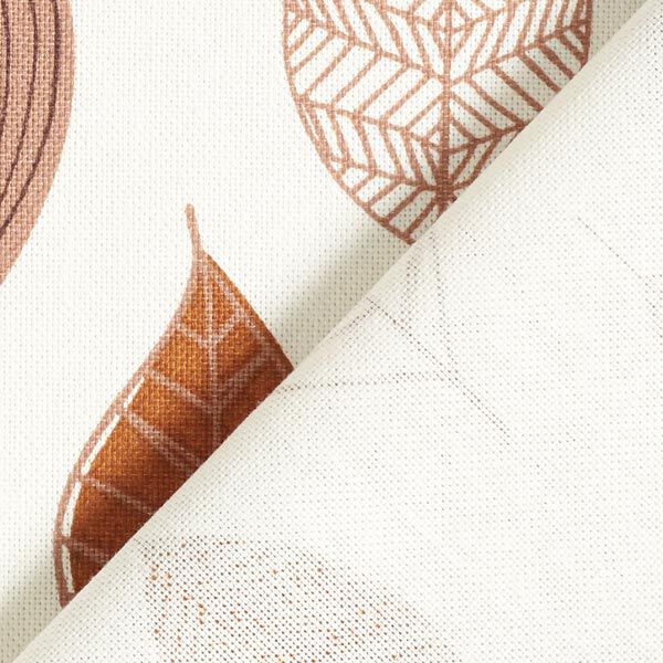 Dekostoff Halbpanama stilisierte Blätter – terracotta/weiss | Reststück 50cm