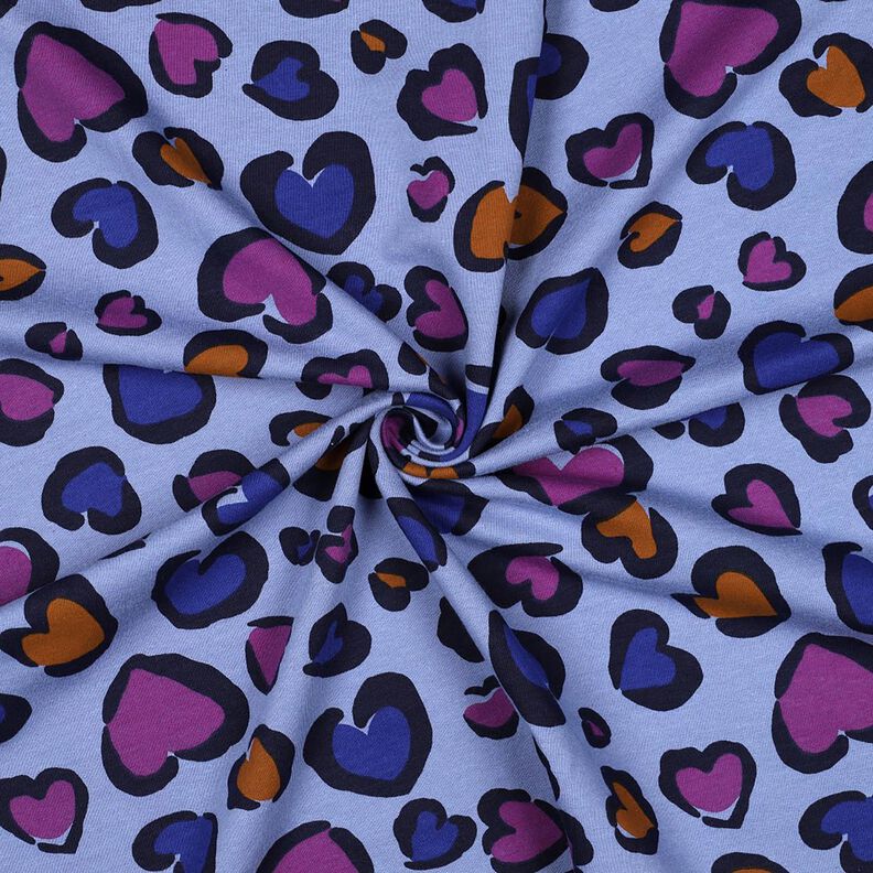 Sweatshirt angeraut bunte Herzen | Poppy Fabrics – stahlblau,  image number 3