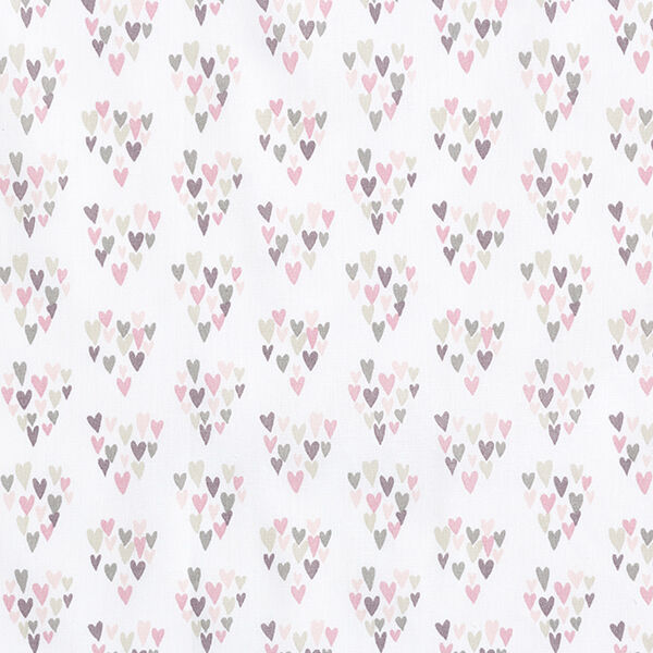 Baumwollpopeline Herzen aus Herzen – weiss/rosa – Muster,  image number 1