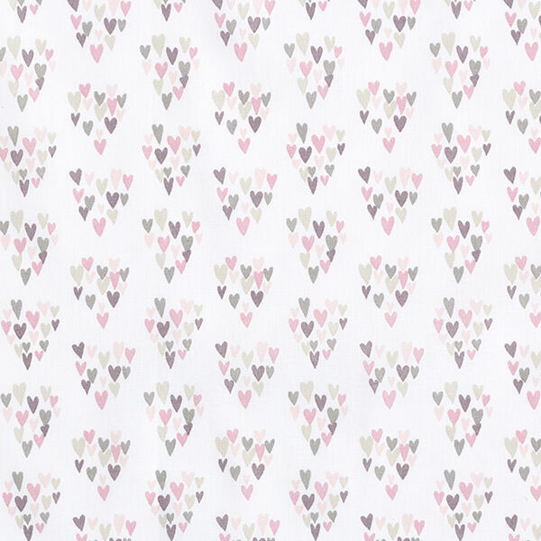 Baumwollpopeline Herzen aus Herzen – weiss/rosa, image number 1