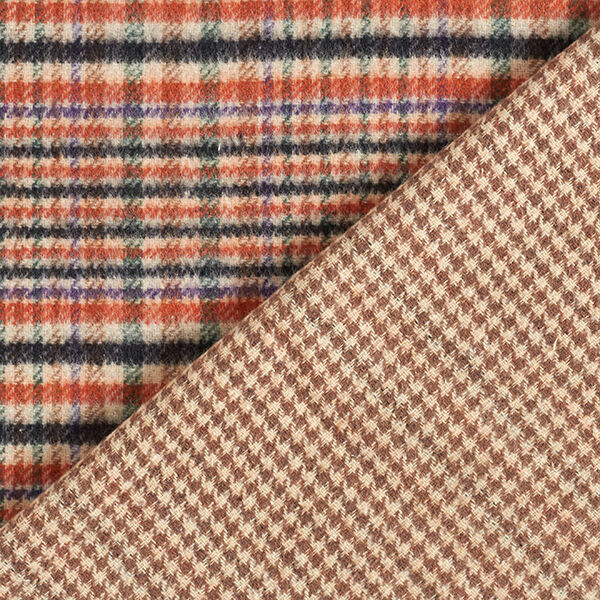Wollmix Doppelgewebe Karos – terracotta/lila, image number 1