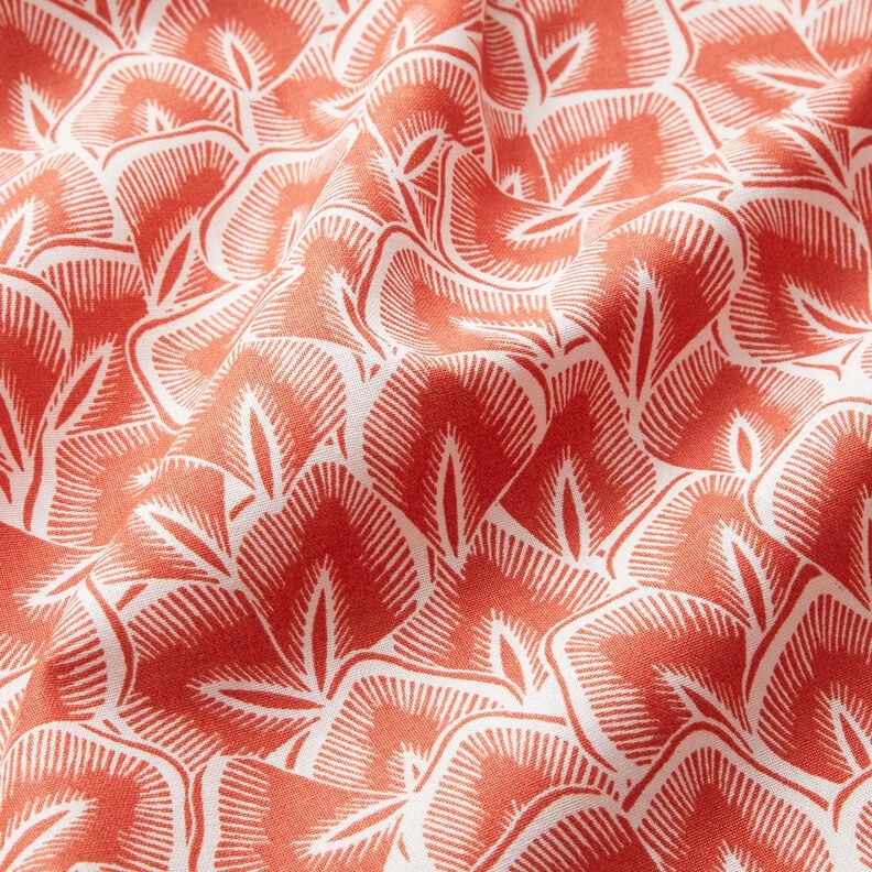 Baumwollstoff Cretonne abstrakte Blätter – terracotta/elfenbein,  image number 2