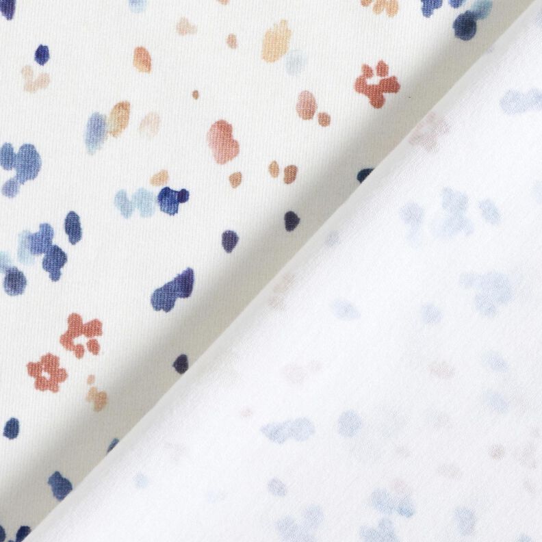 GOTS Baumwolljersey Aquarelltupfen Digitaldruck – weiss/indigo,  image number 4