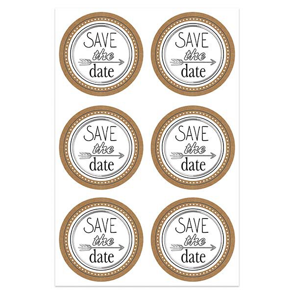 Sticker-Set Hochzeit Save the Date Ø 4,8 cm [ 24 Stück ] – wollweiss/beige,  image number 3