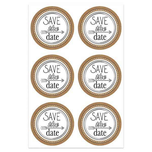 Sticker-Set Hochzeit Save the Date Ø 4,8 cm [ 24 Stück ] – wollweiss/beige,  image number 3