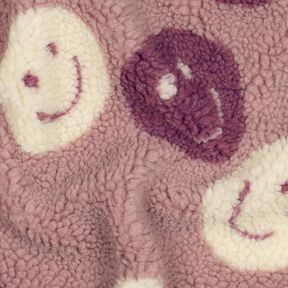 Teddyplüsch Smilies | Poppy Fabrics – dunkelaltrosa/wollweiss, 