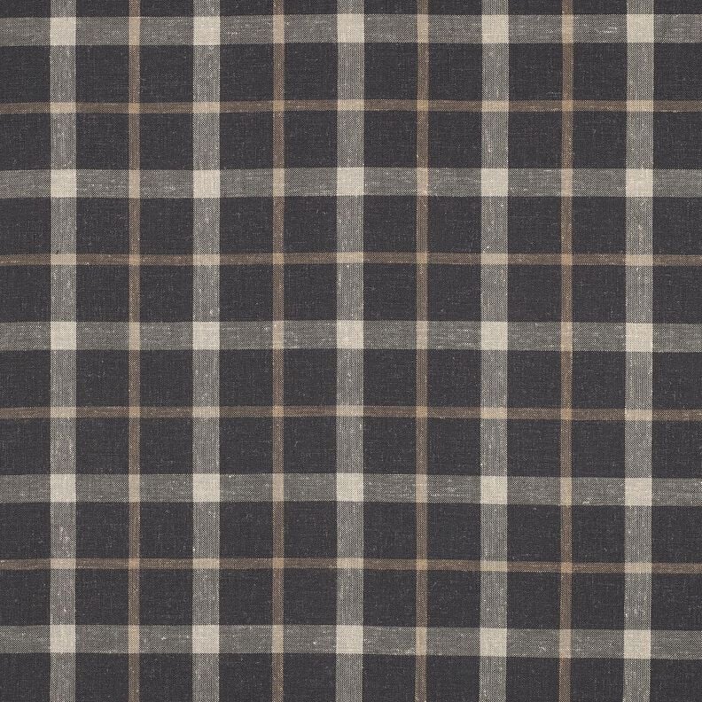 Leinen-Mix Karo bunt gewebt &ndash; braun/beige,  image number 1