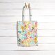 Beschichtete Baumwolle bunte Blumen – weiss/aquablau,  thumbnail number 8