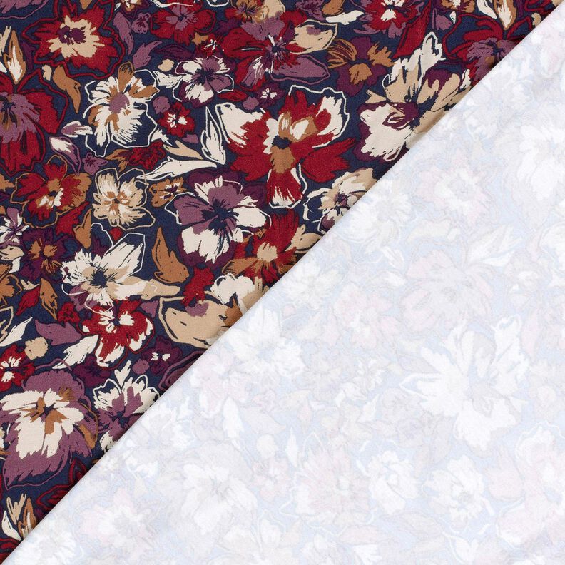 Viskosejersey expressive Blumen – marineblau/rotlila, image number 4