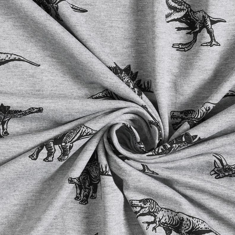 French Terry Sommersweat Dinos – silber/schwarz, image number 3