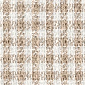 Mantelstoff Baumwolle Karo – weiss/dunkelbeige, 