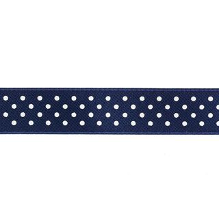 Satinband Tupfen - marineblau/weiss, 