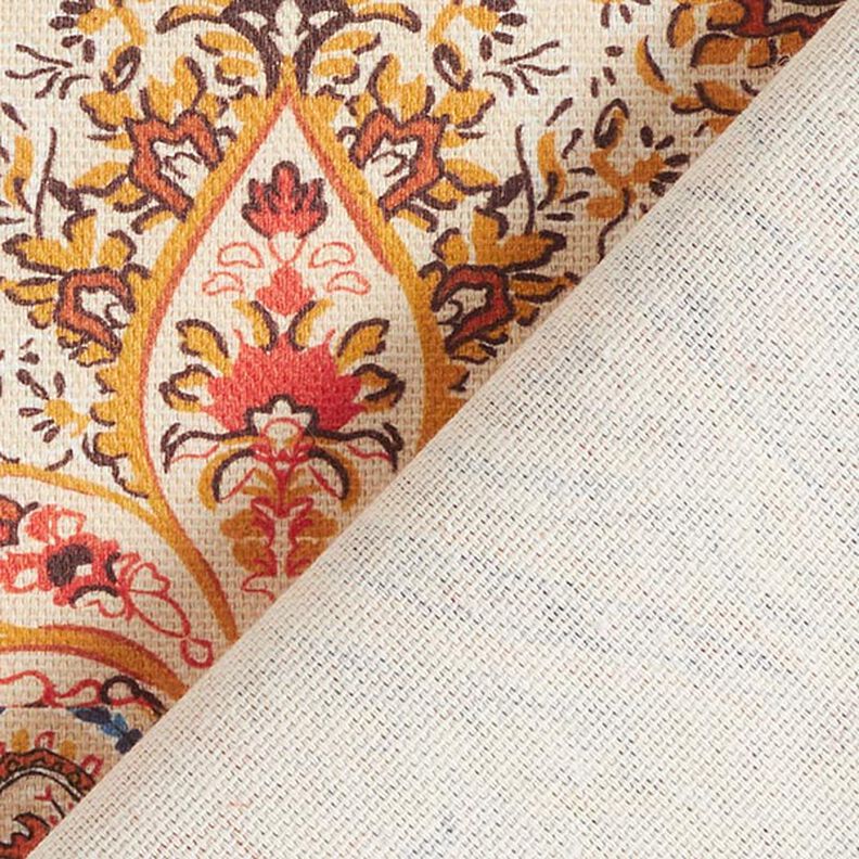 Dekostoff Halbpanama Retro Paisley – beige,  image number 4