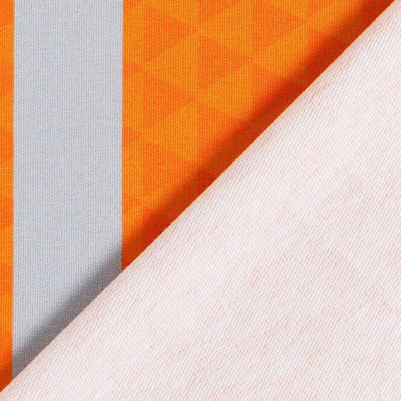 French Terry Sommersweat Bordürenstoff Einmal Bauarbeiter sein – hellorange/silbergrau,  image number 4