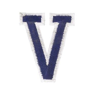 Applikation Buchstabe V [ Höhe: 4,6 cm ] – marineblau, 