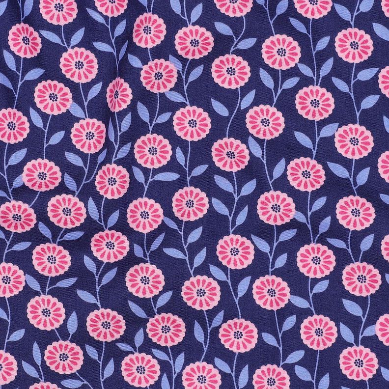 Baumwollpopeline Sommerblümchen | Poppy Fabrics – rosa/indigo,  image number 2