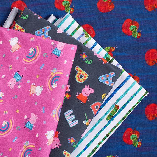 Baumwolljersey Peppa Wutz Blumen und Regenbögen | ABC Ltd. – pink – Muster, image number 5