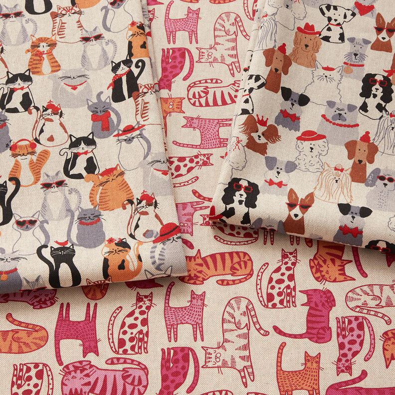 Dekostoff Halbpanama elegante Hunde – natur/grau,  image number 5