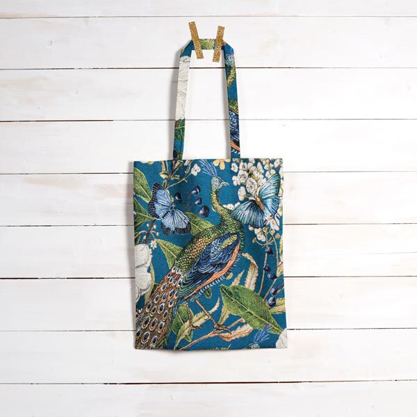 Dekostoff Gobelin Pfau – petrol