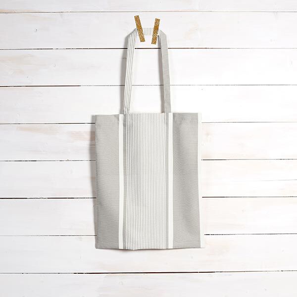 Outdoorstoff Canvas Streifenmix – hellgrau/weiss,  image number 8