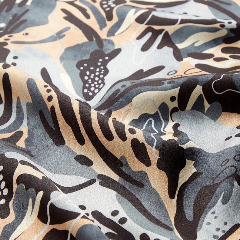 Crêpe Satin Meeresblumen – schiefergrau/beige,  image number 2