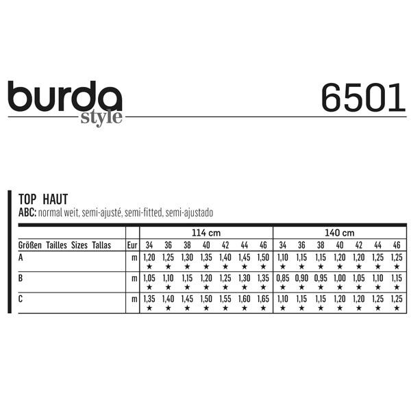 Top | Burda 6501 | 34-46