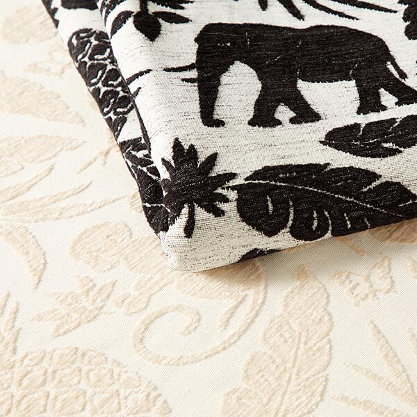 Chenille-Jacquard Barocker Dschungel – schwarz/wollweiss, image number 5