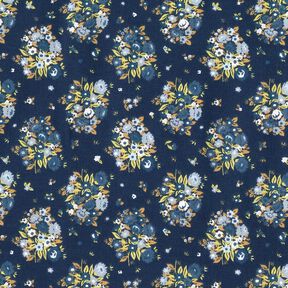 Bio-Baumwollpopeline Blumenbouquet – marineblau, 