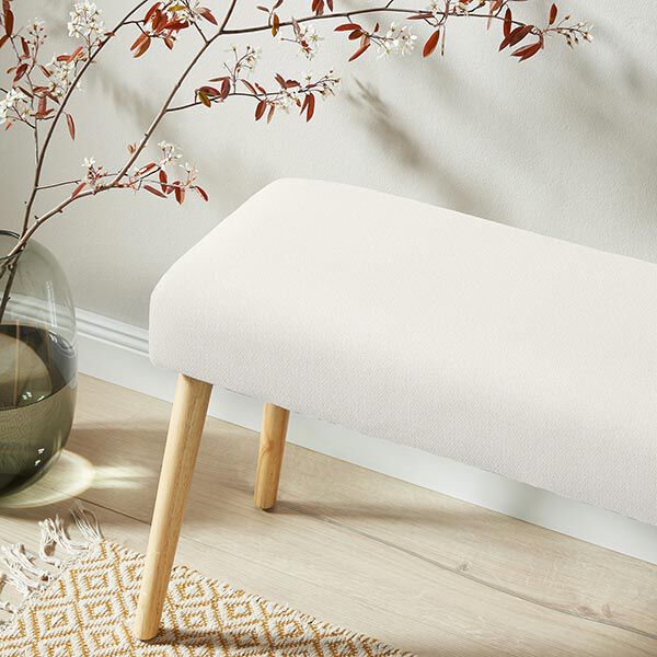 Dekostoff Jacquard kleine Rauten – wollweiss