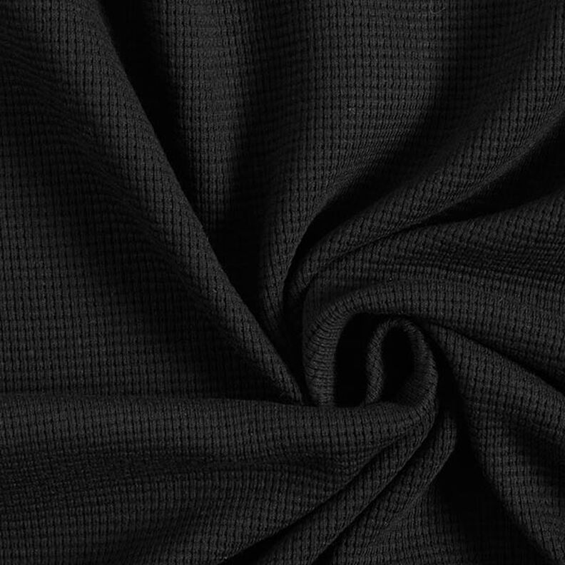 Mini Baumwoll-Waffeljersey Uni – schwarz,  image number 1