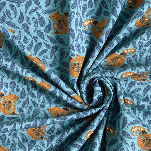 Baumwolljersey Eichhörnchen | STENZO – jeansblau | Reststück 100cm