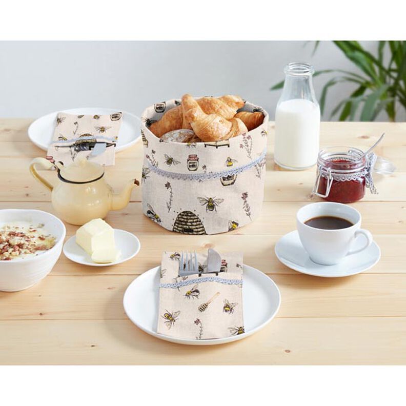 Dekostoff Halbpanama Bienen und Honig – natur,  image number 6