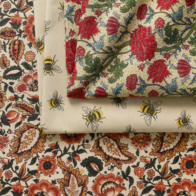 Dekostoff Gobelin Retro floral – hellbeige/kupfer, image number 7