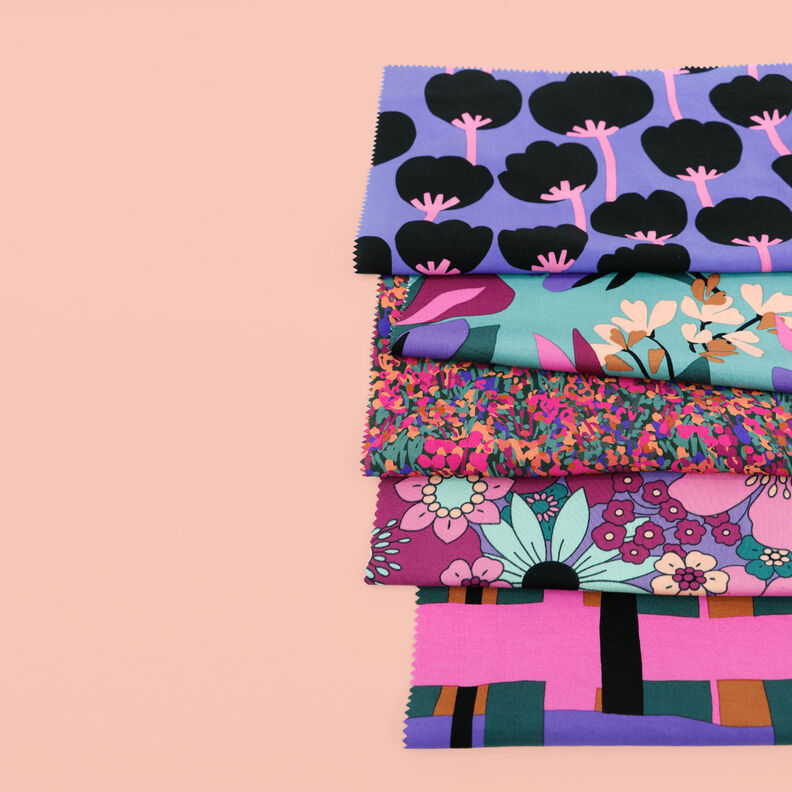 LENZING™ ECOVERO™ Viskosestoff Poppies | Nerida Hansen – lila/schwarz,  image number 6