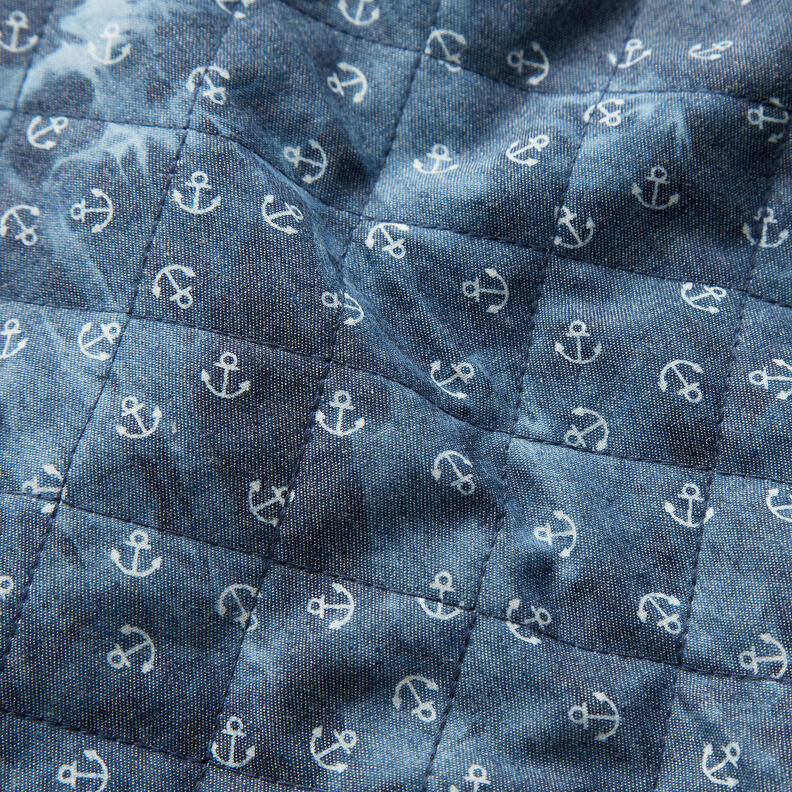 Steppstoff Chambray Anker gebatikt – jeansblau,  image number 2