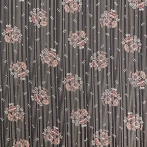 Chiffon mit Satin- und Metallicstreifen Blumen – schwarz/weiss, 