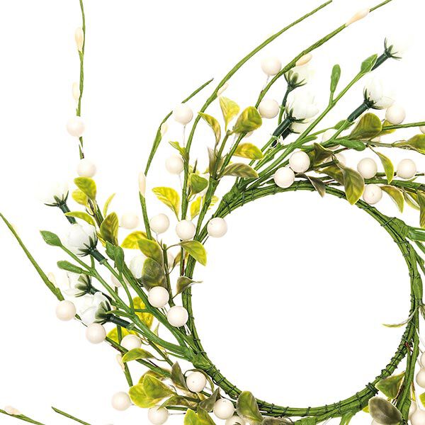 Deko Blumenkranz mit Beeren [Ø11 cm/ 39 cm] – weiss/grün,  image number 2