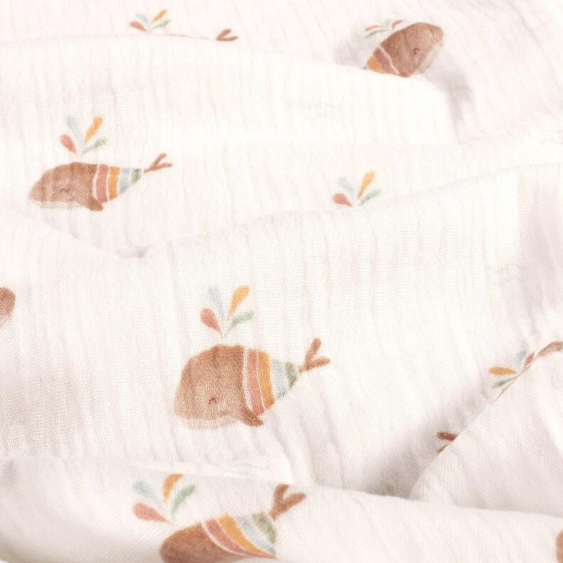 Musselin/ Doppel-Krinkel Gewebe gestreifter Wal Digitaldruck – elfenbein,  image number 2