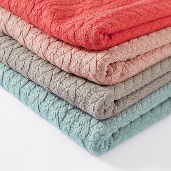 Jerseyjacquard Cloqué Zopfmuster – mint | Reststück 50cm