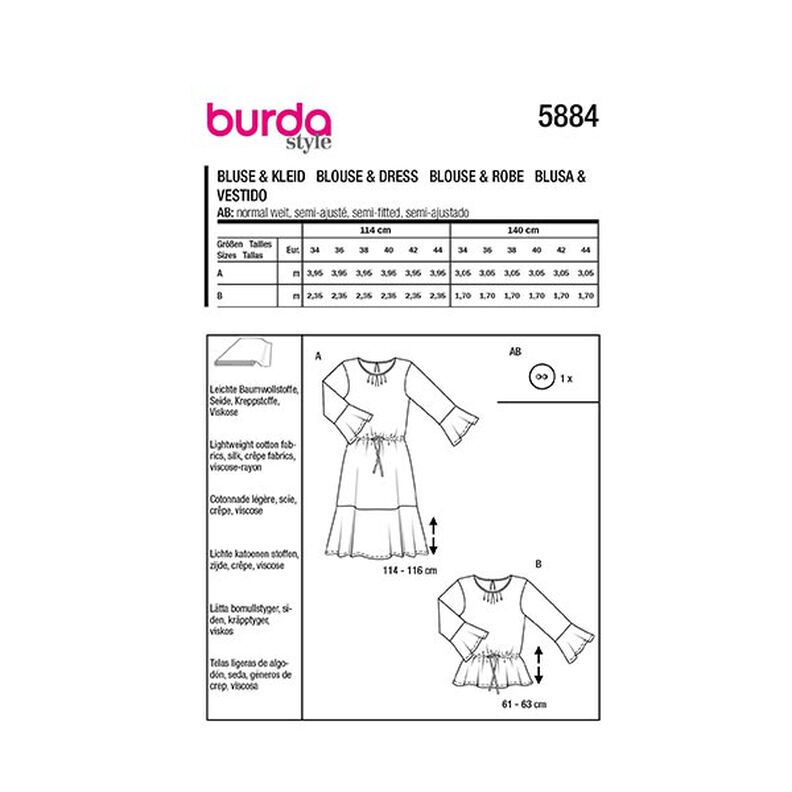 Bluse / Kleid | Burda 5884 | 34-44,  image number 9