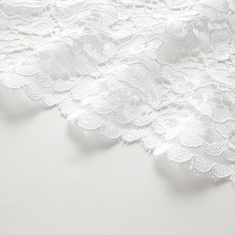 Spitzenstoff mit beidseitiger Bogenkante Blüten – weiss,  image number 6