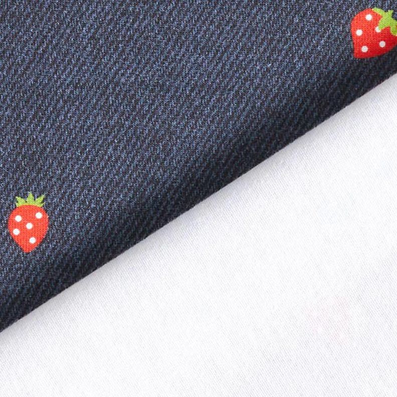 Baumwolljersey Jeans-Look Erdbeeren Digitaldruck – blaugrau/feuerrot,  image number 4